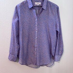 Xirena Floral Button Down Blouse Size S NWOT Blue/Pink